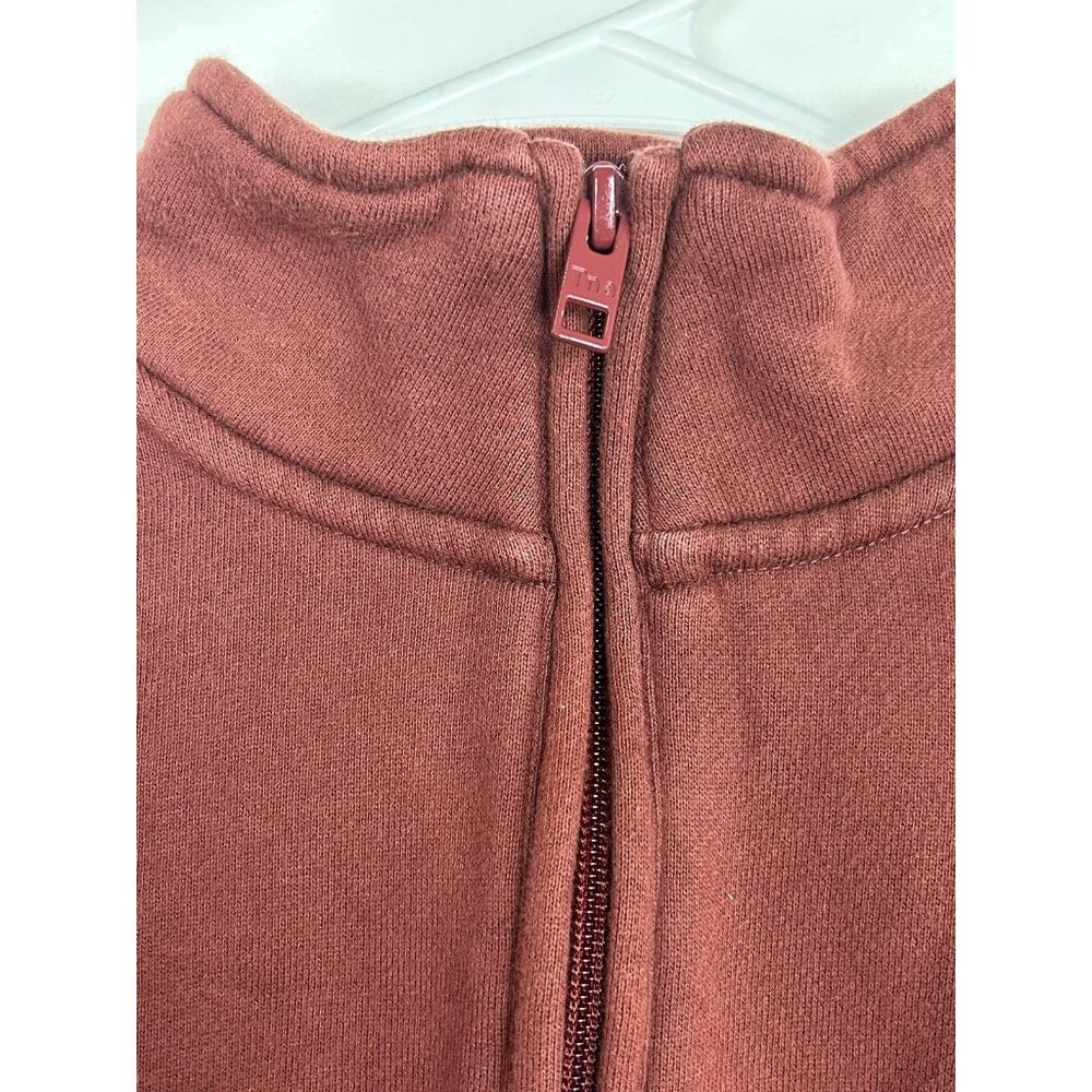 TNA Aritzia Womens Sweatfleece Cozy Fleece Perfect Fit Half-Zip Burgundy XS - Picture 10 of 11